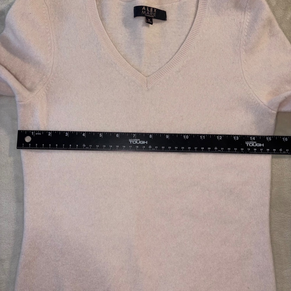 Alex Marie Cashmere Sweater Womens Medium Pink V-Neck Long Sleeve Knit Top - Picture 4 of 7